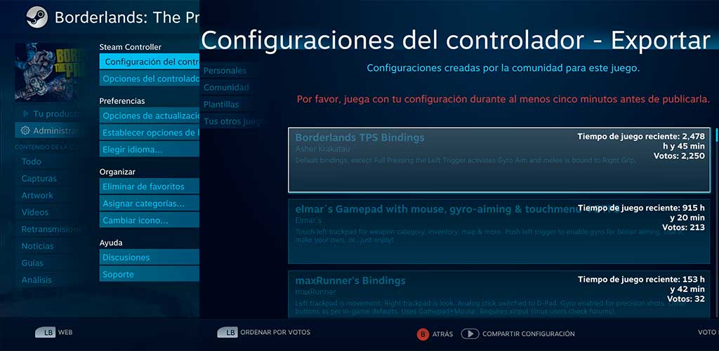 Steam Controller interfaz