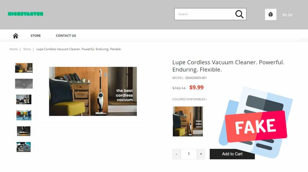 pagina fake kickstarter