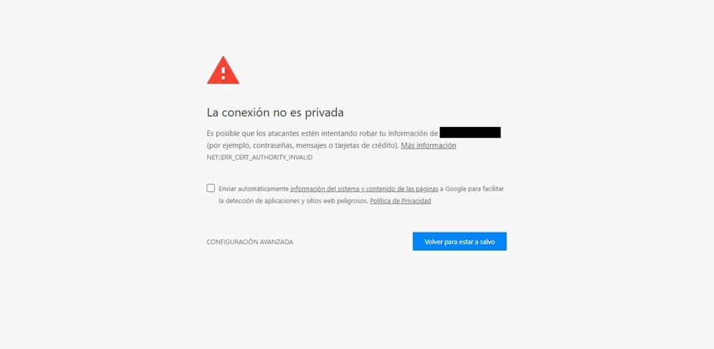 la conexion no es privada