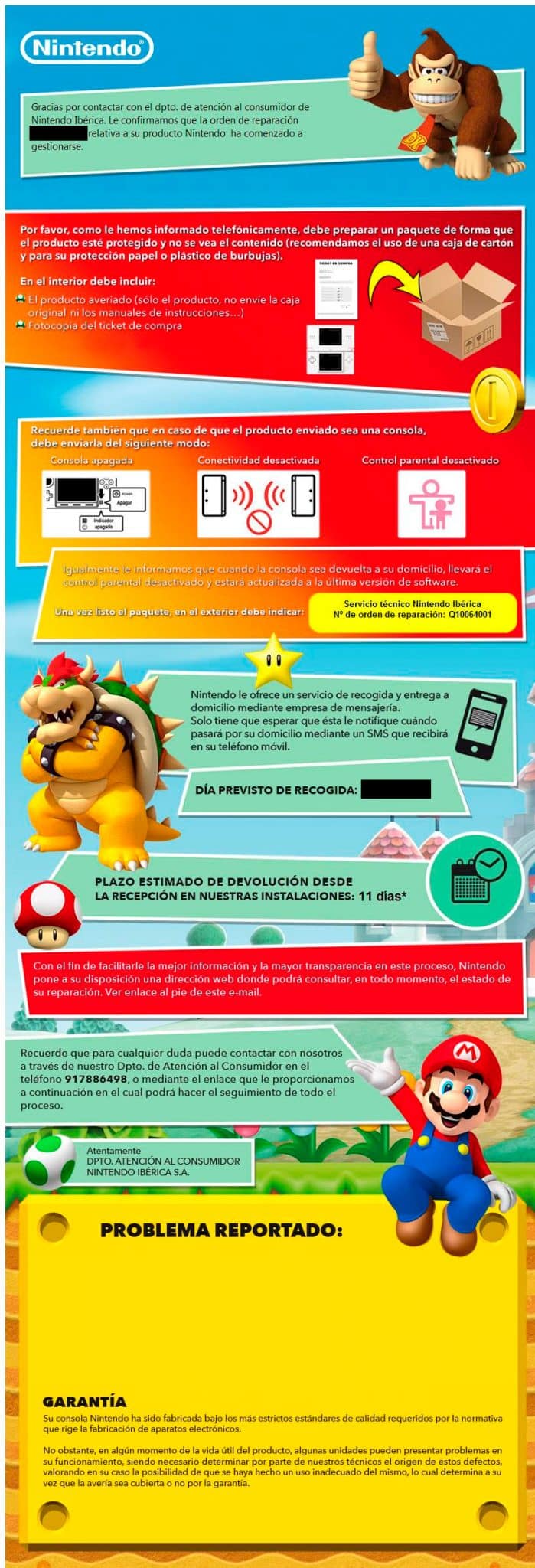 envio reparacion switch