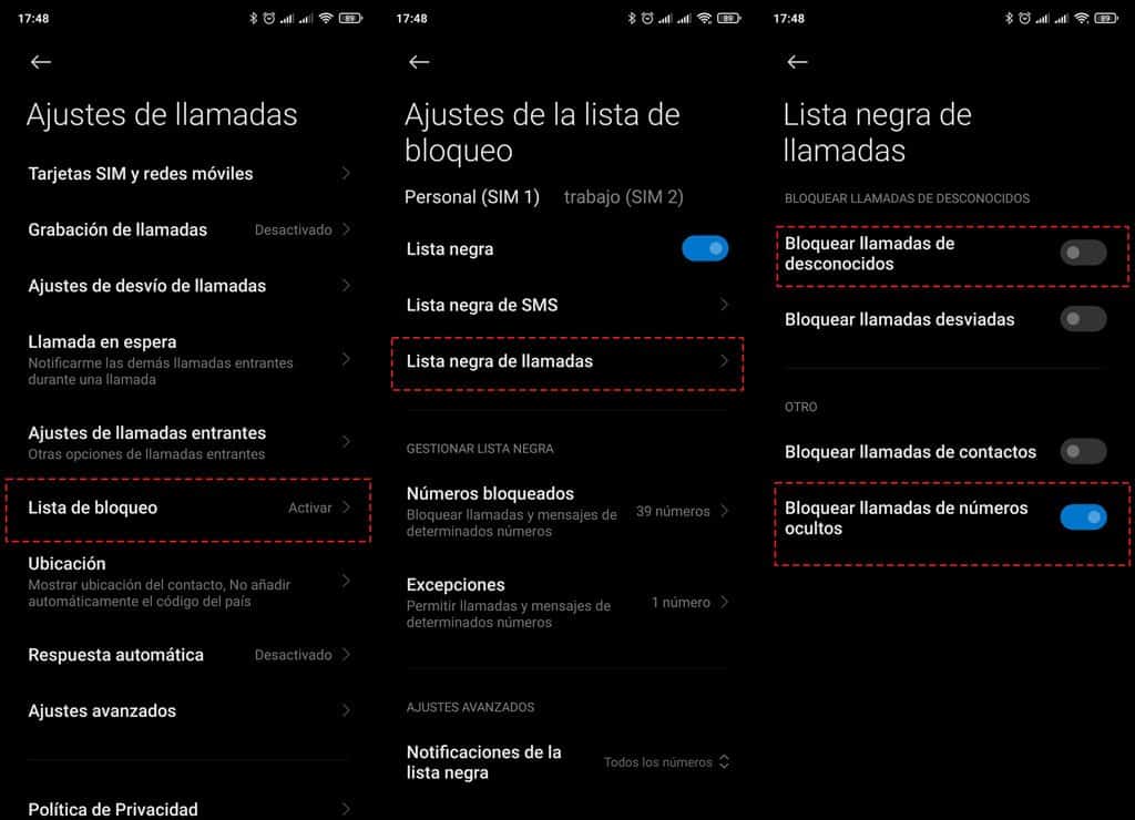 bloquear llamadas ocultas android