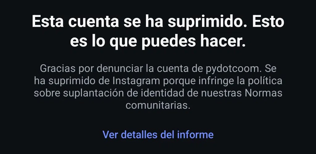 cuenta borrada instagram