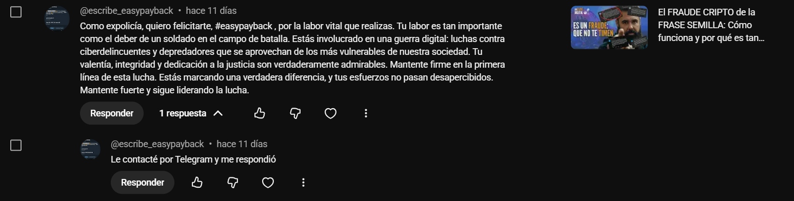 comentario estafa youtube