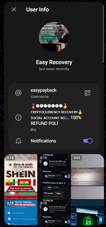 perfil estafador telegram